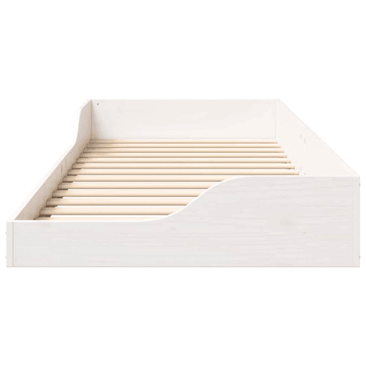 Estrutura de cama de solteiro para adultos - Branco 80 x 210 cm Madeira de Pinheiro Sólida
