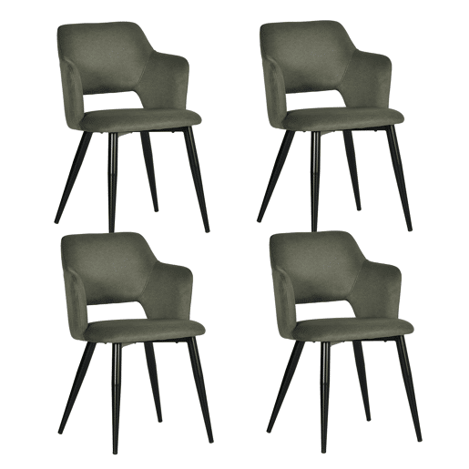 MEUBLES COSY Conjunto de 4 Cadeiras de Jantar Estofadas Estilo Nórdico, Apoios de Braços Curvos, Pés de Aço, Tecido Pet-Friendly, Verde Claro
