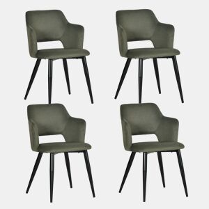 MEUBLES COSY Conjunto de 4 Cadeiras de Jantar Estofadas Estilo Nórdico, Apoios de Braços Curvos, Pés de Aço, Tecido Pet-Friendly, Verde Claro