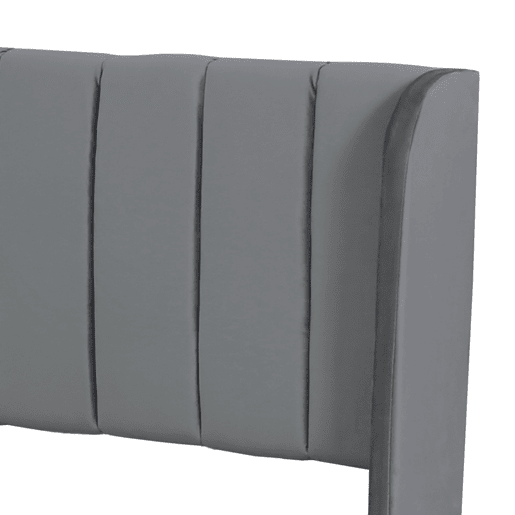Cama estofada 180x200 cm - Com estrado, encosto e 2 gavetas - Cinza