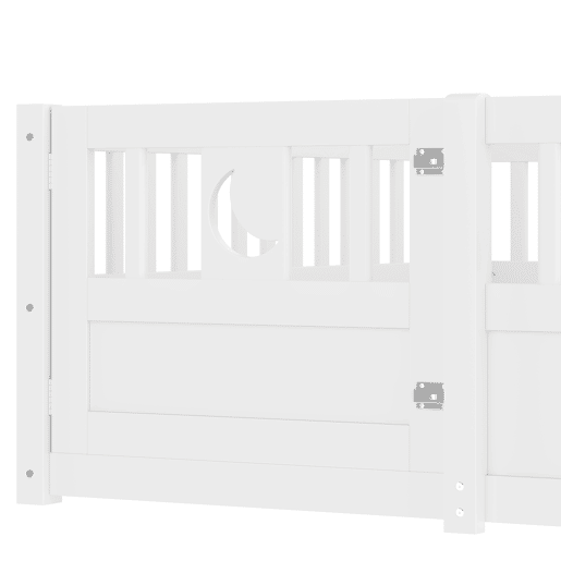Cama infantil 140x190 cm - Com grades, decoração de estrelas e lua, sem estrado - Branco