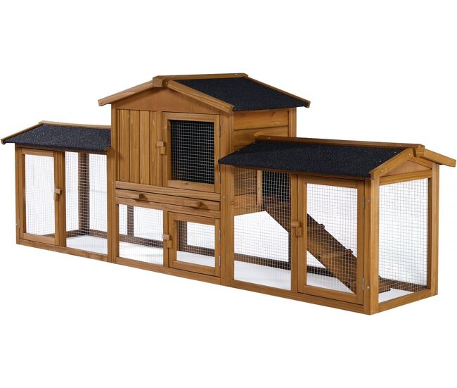 Conejera de madera "galina" de 2 puertas, exterior e impermeable