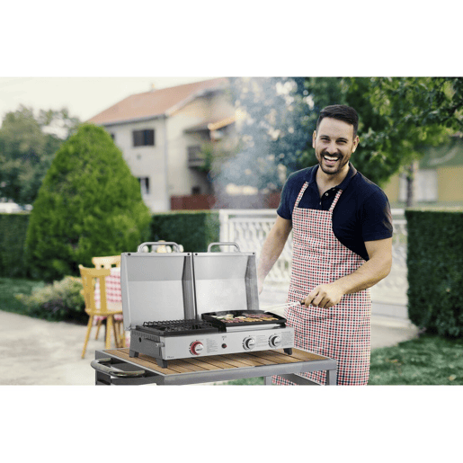 Grelhador a gás Plancha e plancha Flamo - 3 queimadores - Cinzento
