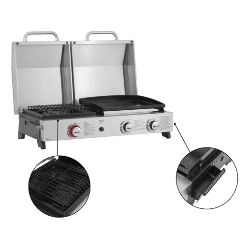Grelhador a gás Plancha e plancha Flamo - 3 queimadores - Cinzento