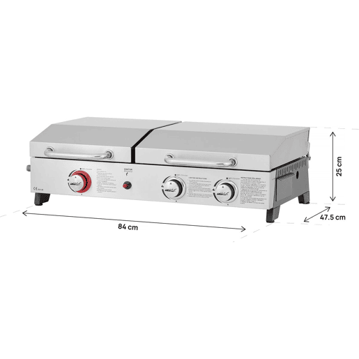 Grelhador a gás Plancha e plancha Flamo - 3 queimadores - Cinzento