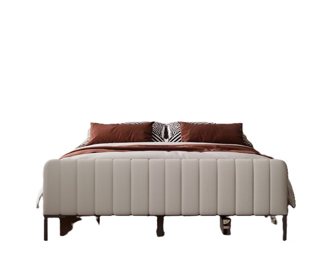 Cama individual tapizada 140x200 - con somier y cabecero ajustable - gris-beige