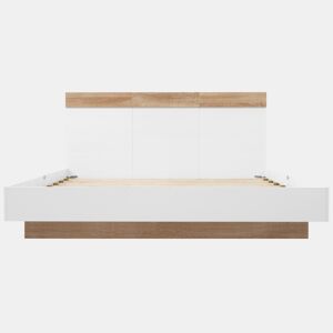 Cama para adultos 160x200cm - cama flutuante com estrado de ripas - estrutura de madeira - branco