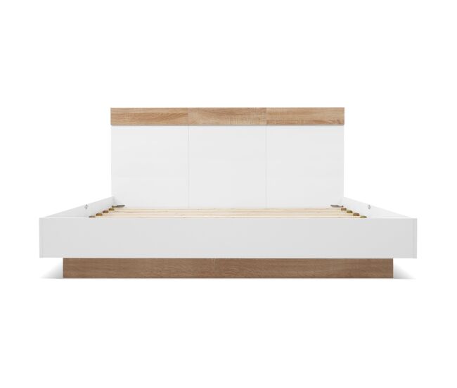 Cama para adultos 160x200cm - cama flotante con somier - estructura de madera - blanco