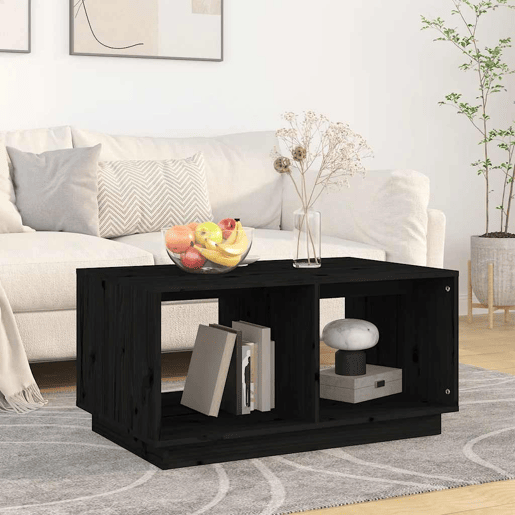 Mesa de Centro, Mesa baixa, 80x50x40 cm madeira de pinho maciça preto