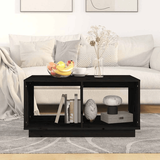 Mesa de Centro, Mesa baixa, 80x50x40 cm madeira de pinho maciça preto