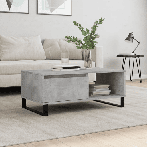 Mesa de Centro, Mesa baixa, 90x50x36,5 cm derivados madeira cinzento cimento