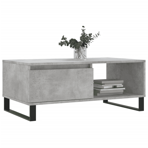 Mesa de Centro, Mesa baixa, 90x50x36,5 cm derivados madeira cinzento cimento