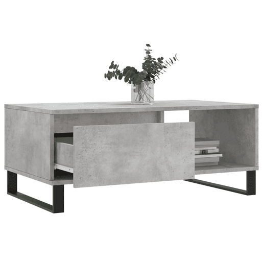 Mesa de Centro, Mesa baixa, 90x50x36,5 cm derivados madeira cinzento cimento