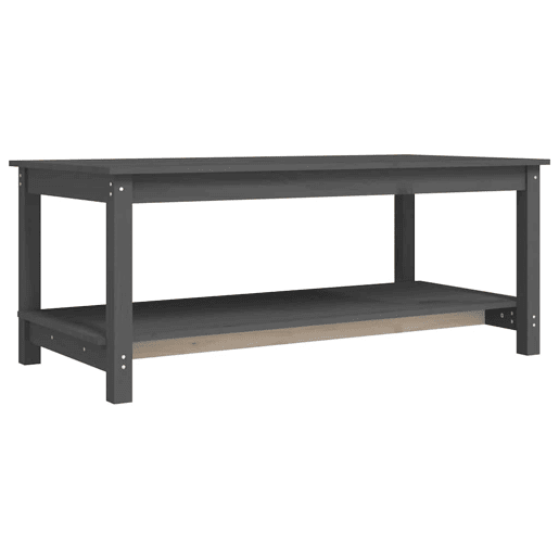 Mesa de Centro, Mesa baixa, 110x55x45 cm madeira de pinho maciça cinzento