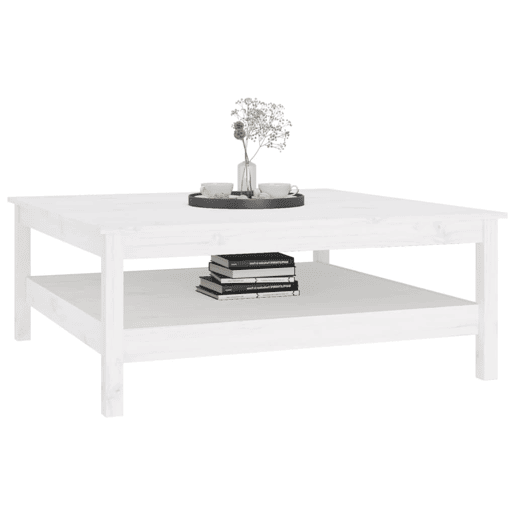 Mesa de Centro, Mesa baixa, branca 100x100x40 cm madeira maciça pinho