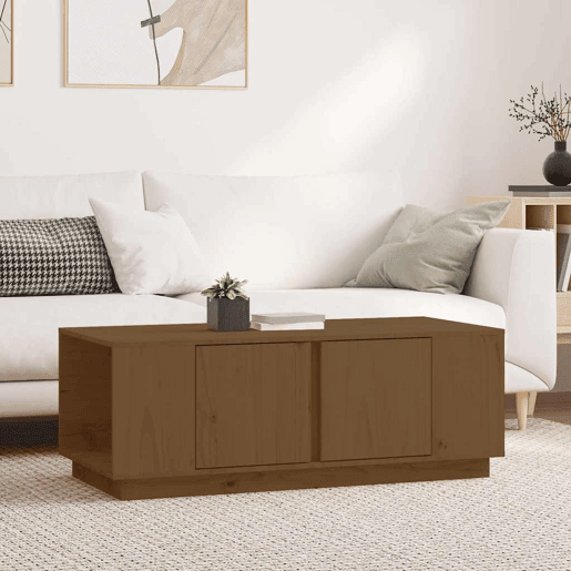 Mesa de Centro, Mesa baixa, 110x50x40cm madeira de pinho maciça castanho mel