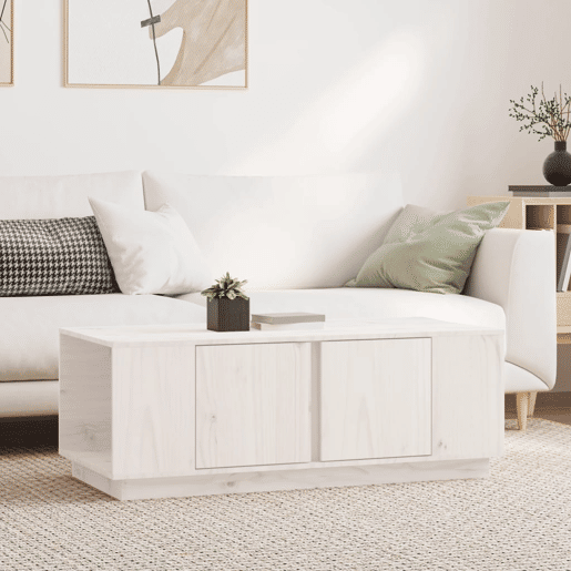 Mesa de Centro, Mesa baixa, 110x50x40 cm pinho maciço branco