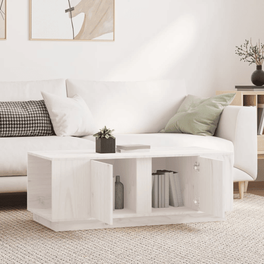 Mesa de Centro, Mesa baixa, 110x50x40 cm pinho maciço branco