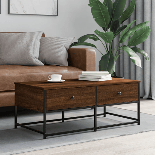 Mesa de Centro, Mesa baixa, 100x51x40 cm derivados madeira carvalho castanho