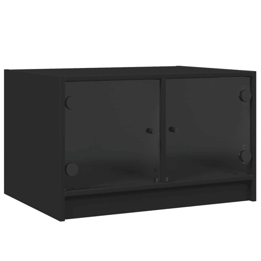 Mesa de Centro, Mesa baixa, c portas de vidro 68x50x42 cm preto