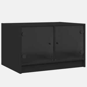 Mesa de Centro, Mesa baixa, c portas de vidro 68x50x42 cm preto