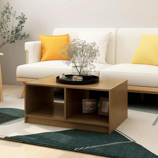 Mesa de Centro, Mesa baixa, 75x50x33,5 cm pinho maciço castanho mel