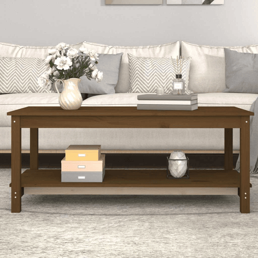 Mesa de Centro, Mesa baixa, 110x55x45 cm pinho maciço castanho mel