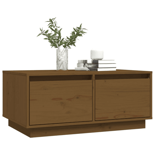 Mesa de Centro, Mesa baixa, 80x50x35 cm madeira de pinho maciça castanho-mel