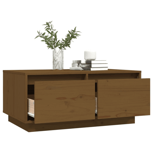 Mesa de Centro, Mesa baixa, 80x50x35 cm madeira de pinho maciça castanho-mel