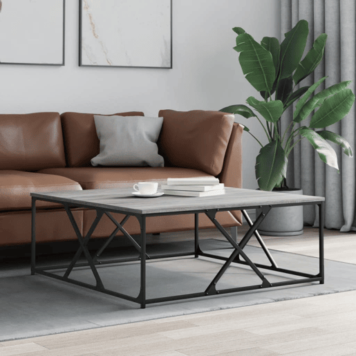 Mesa de Centro, Mesa baixa, 100x100x40 cm derivados de madeira cinza sonoma