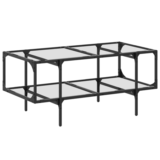 Mesa de Centro, Mesa baixa c topo em vidro transparente 98,5x50x45 cm aço Mesa de Centro, Mesa baixa c topo em vidro transparente 98,5x50x45 cm aço