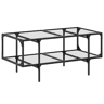 Mesa de Centro, Mesa baixa c topo em vidro transparente 98,5x50x45 cm aço