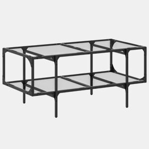 Mesa de Centro, Mesa baixa c topo em vidro transparente 98,5x50x45 cm aço