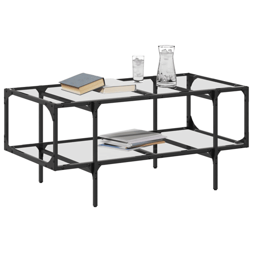 Mesa de Centro, Mesa baixa c topo em vidro transparente 98,5x50x45 cm aço Mesa de Centro, Mesa baixa c topo em vidro transparente 98,5x50x45 cm aço