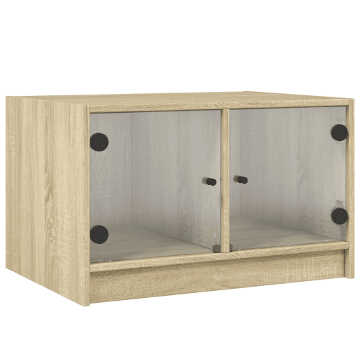 Mesa de Centro, Mesa baixa, c portas de vidro 68x50x42 cm carvalho sonoma