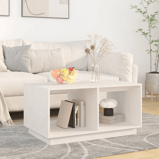 Mesa de Centro, Mesa baixa, 80x50x40 cm madeira de pinho maciça branco
