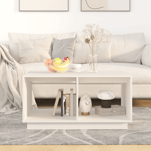 Mesa de Centro, Mesa baixa, 80x50x40 cm madeira de pinho maciça branco