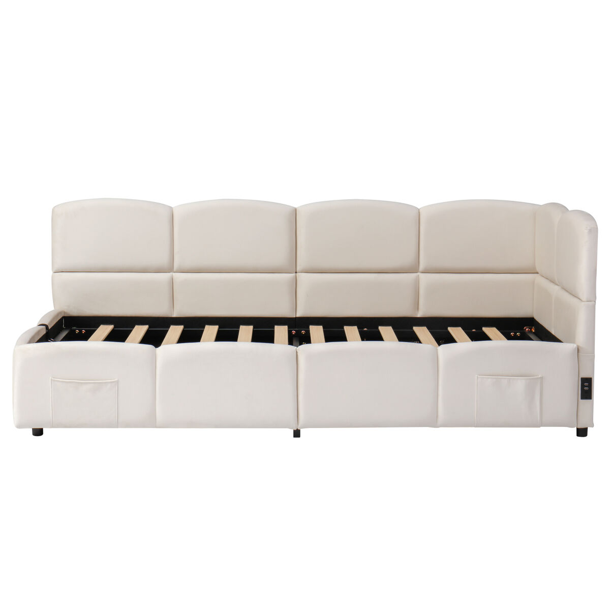 Cama tapizada 90x200 cm - cama infantil, cama individual, cama con almacenamiento, sofá cama, beige