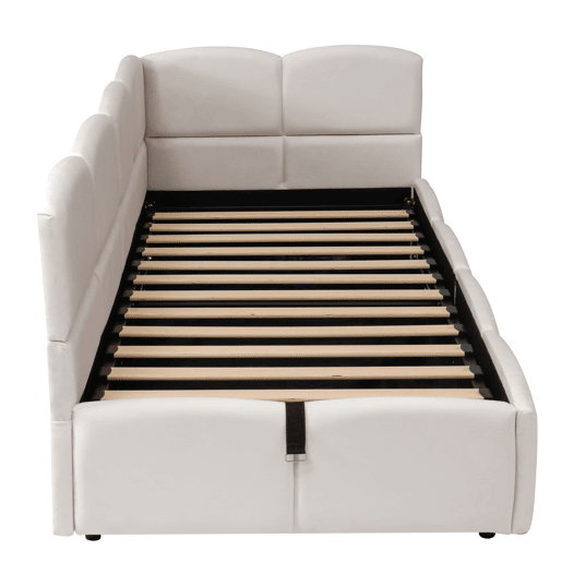 Cama estofada 90x200 cm - Cama infantil, cama individual, cama com arrumação, sofá-cama, bege
