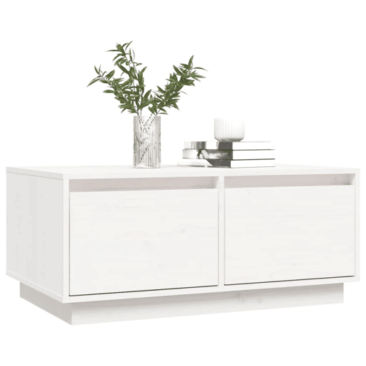 Mesa de Centro, Mesa baixa, 80x50x35 cm madeira de pinho maciça branco