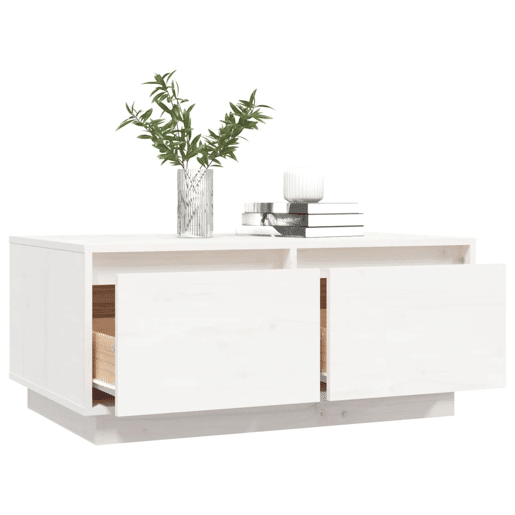 Mesa de Centro, Mesa baixa, 80x50x35 cm madeira de pinho maciça branco