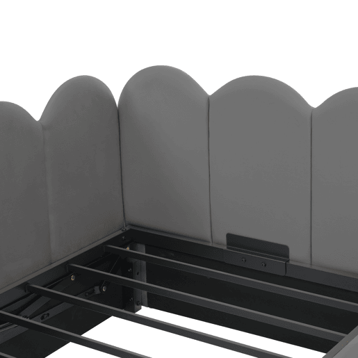 Cama estofada 90x190 cm - Sofá-cama com arrumação hidráulica - Cinza