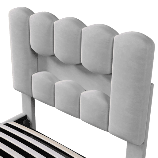 Cama estofada 90x200 cm - LED, hidráulica, cabeceira ajustável, sem colchão - Cinza