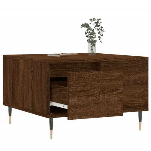Mesa de Centro, Mesa baixa, 55x55x36,5cm derivados madeira carvalho castanho