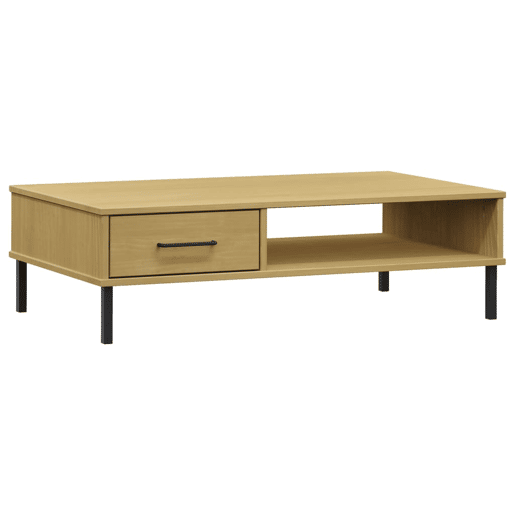 Mesa de Centro, Mesa baixa, c pernas de metal pinho maciço OSLO castanho
