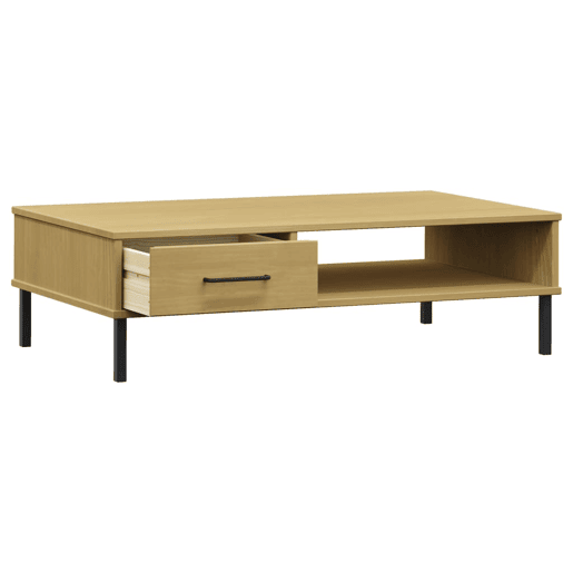 Mesa de Centro, Mesa baixa, c pernas de metal pinho maciço OSLO castanho