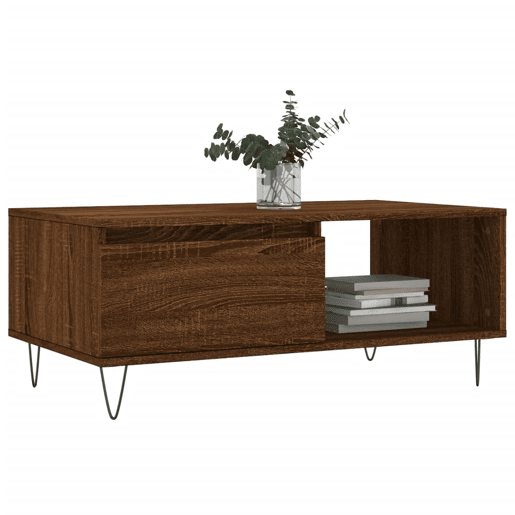 Mesa de Centro, Mesa baixa, 90x50x36,5cm derivados madeira carvalho castanho