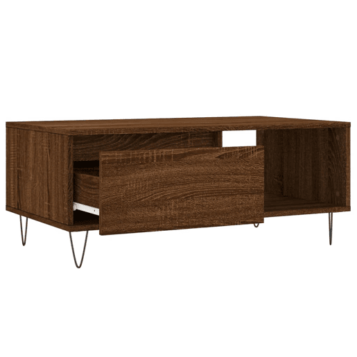 Mesa de Centro, Mesa baixa, 90x50x36,5cm derivados madeira carvalho castanho