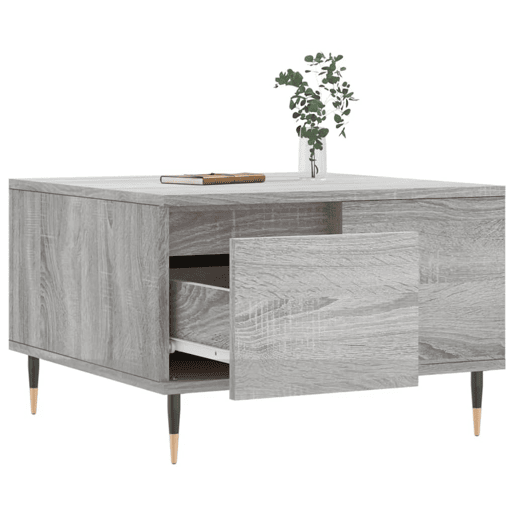 Mesa de Centro, Mesa baixa, 55x55x36,5 cm derivados de madeira cinza sonoma
