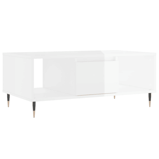 Mesa de Centro, Mesa baixa, 90x50x36,5 cm derivados madeira branco brilhante